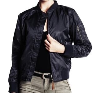 Classic Black Women's Bomber Jacket - Lightweight Urban Style